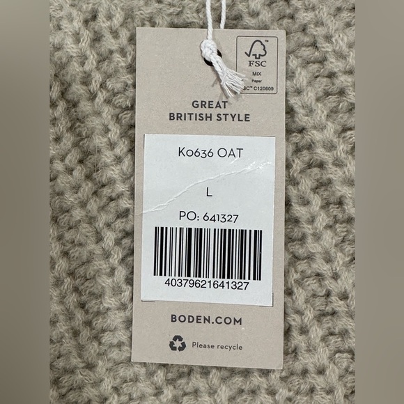 Boden Chunky Knit Sweater Ribbed Wool Alpaca Crewneck Beige Large Quiet Luxury - Picture 10 of 12